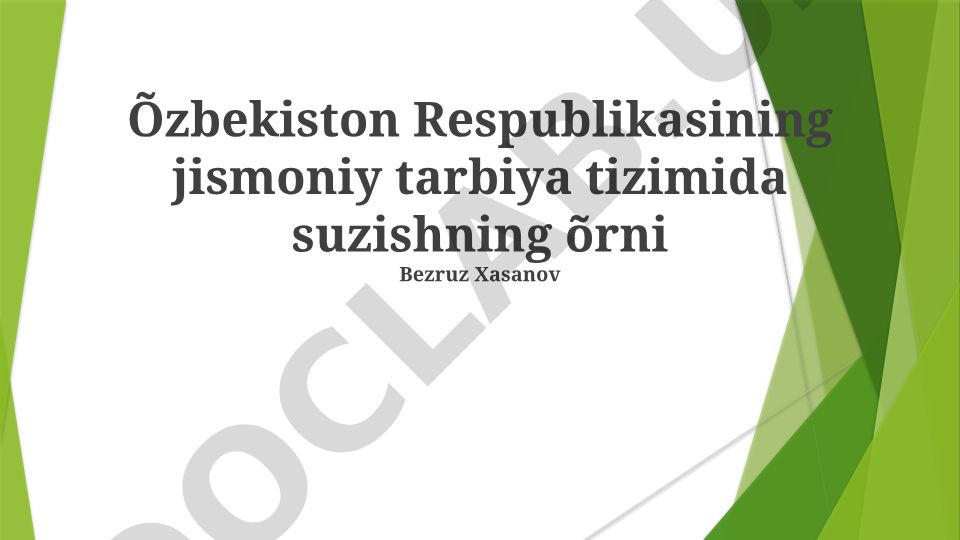 O'zbekiston Respublikasining jismoniy tarbiya tizimida suzishning o'rni