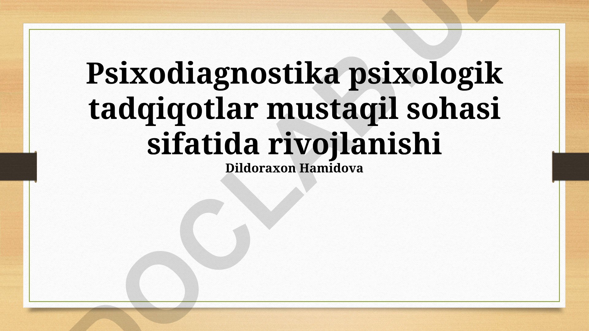 Psixodiagnostikaning mustaqil tadqiqot sohasi sifatida rivojlanishi