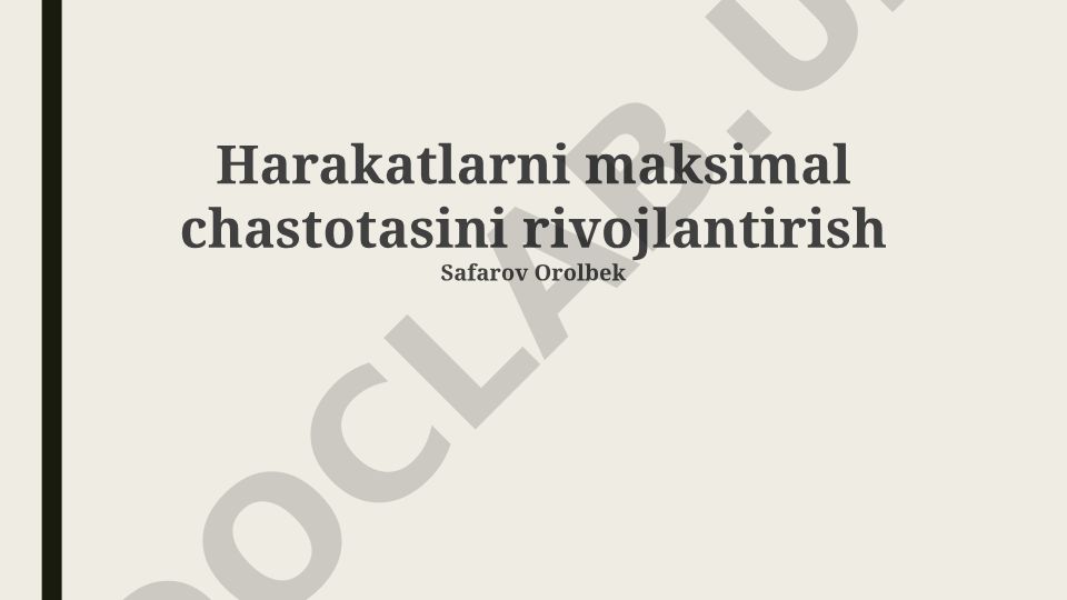 Maksimal harakat chastotasini rivojlantirish strategiyalari