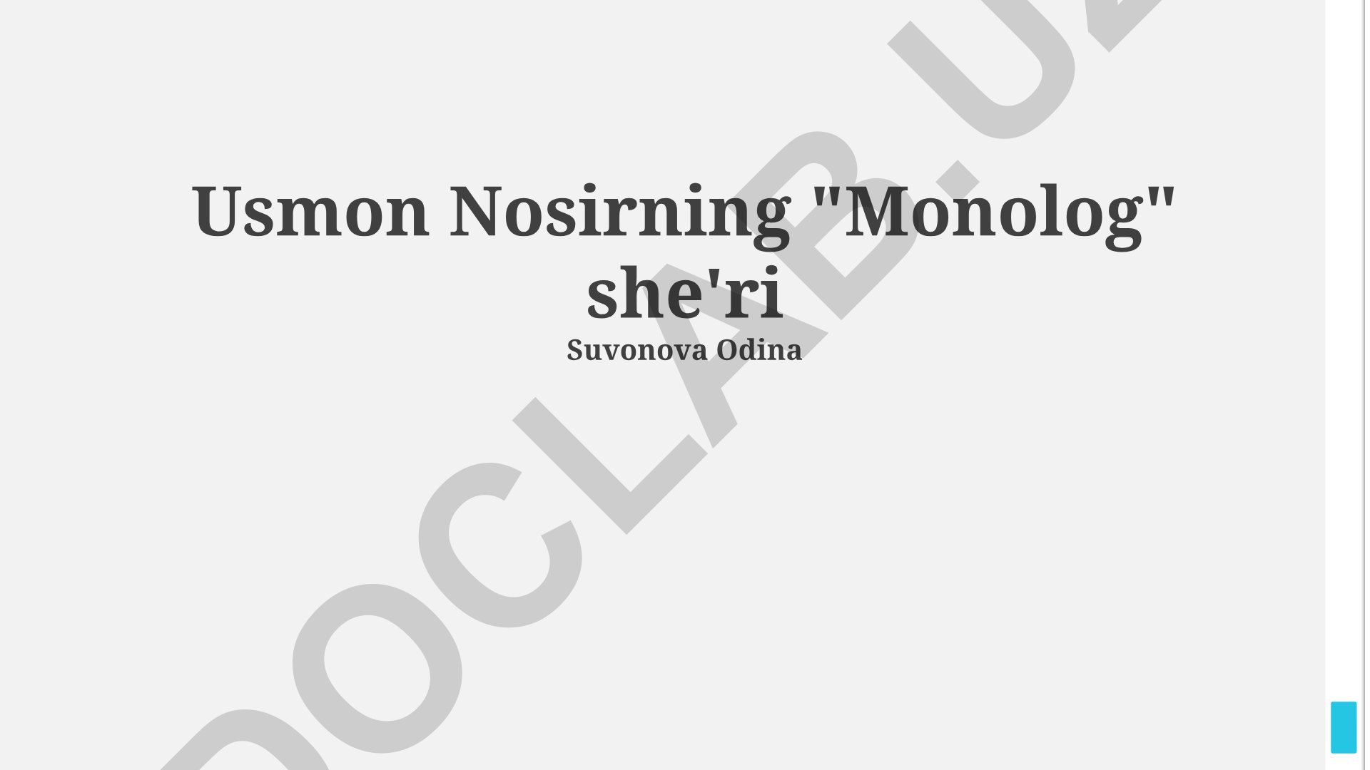Usmon Nosirning "Monolog" she'ri va "Muvaffaqiyatning Soyasi" romanining tahlili