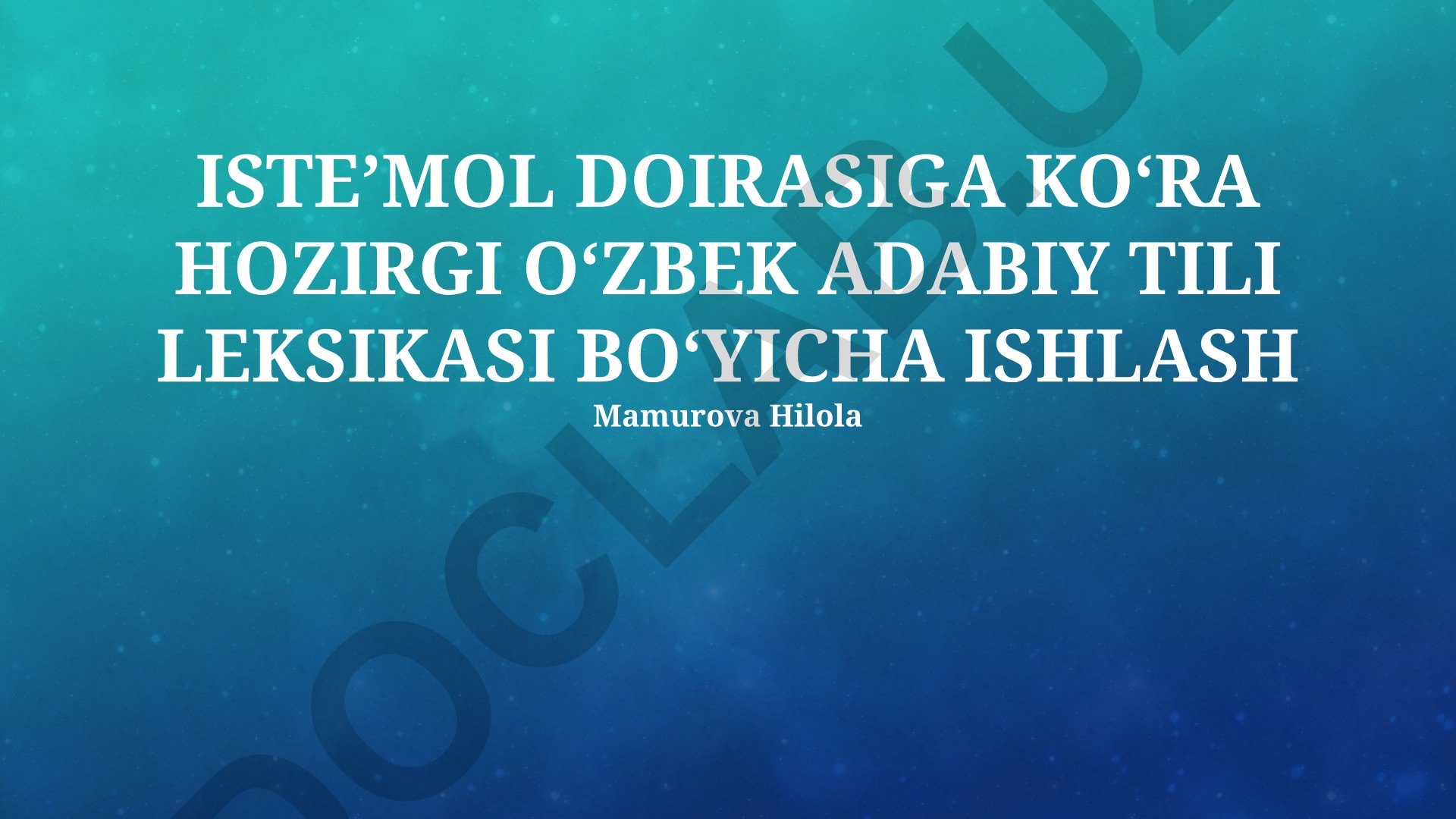 Iste'mol doirasiga ko'ra hozirgi O'zbek adabiy tili leksikasi