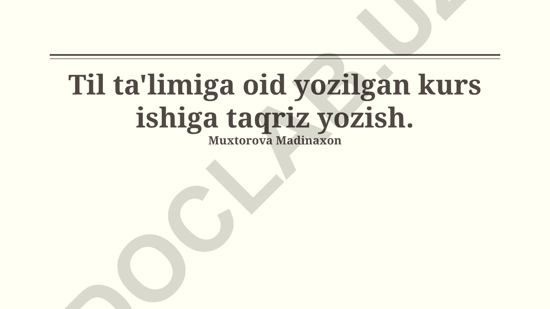 O'qituvchilar tayyorgarligi mavzusidagi kurs ishiga taqriz