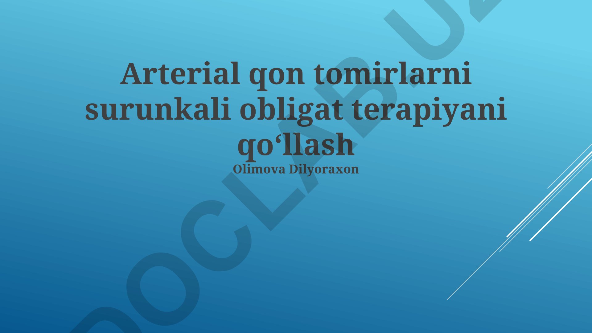 Arterial qon tomirlarni surunkali obligat terapiyani qoʻllash