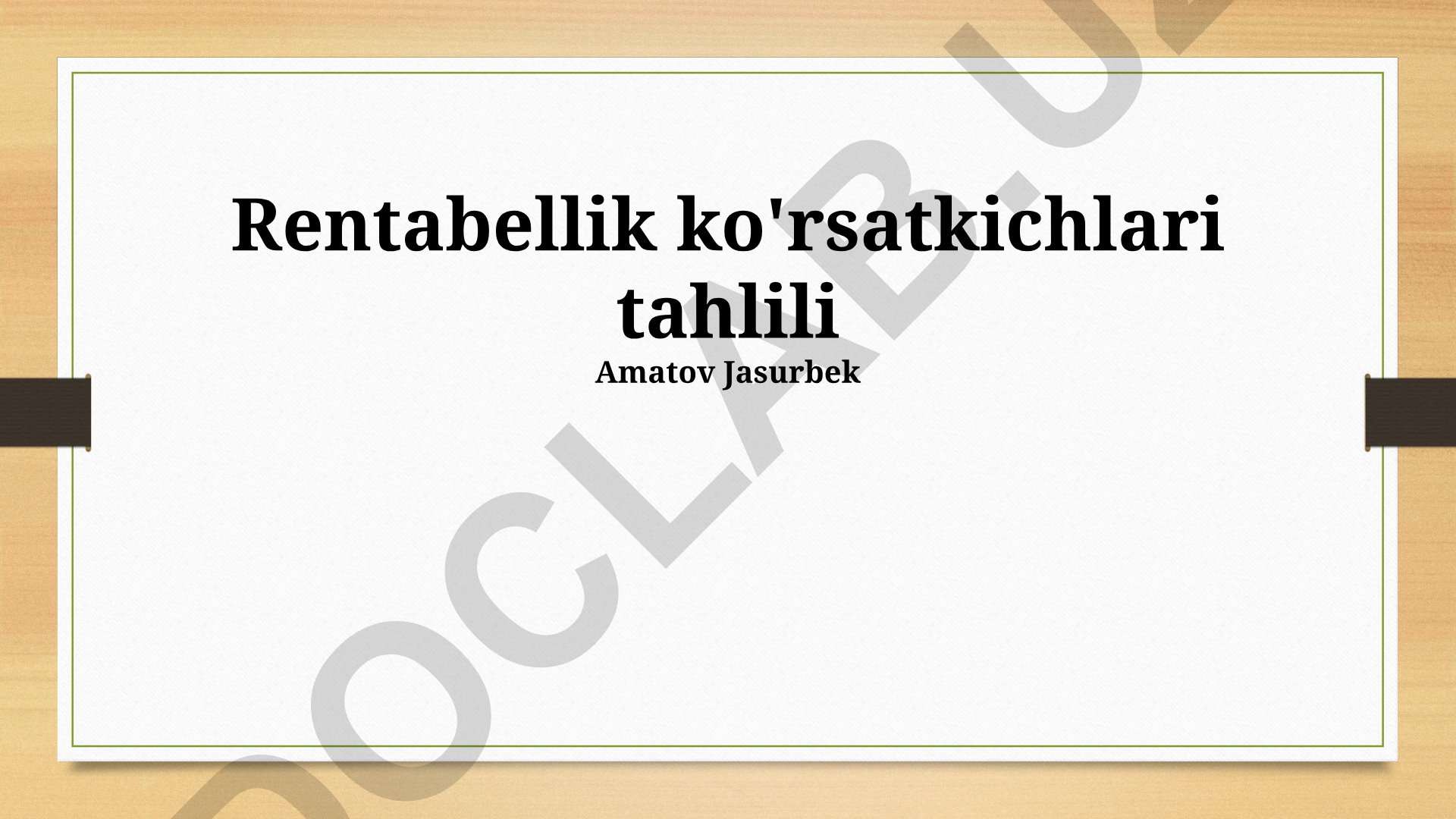 Rentabellik ko'rsatkichlari tahlili