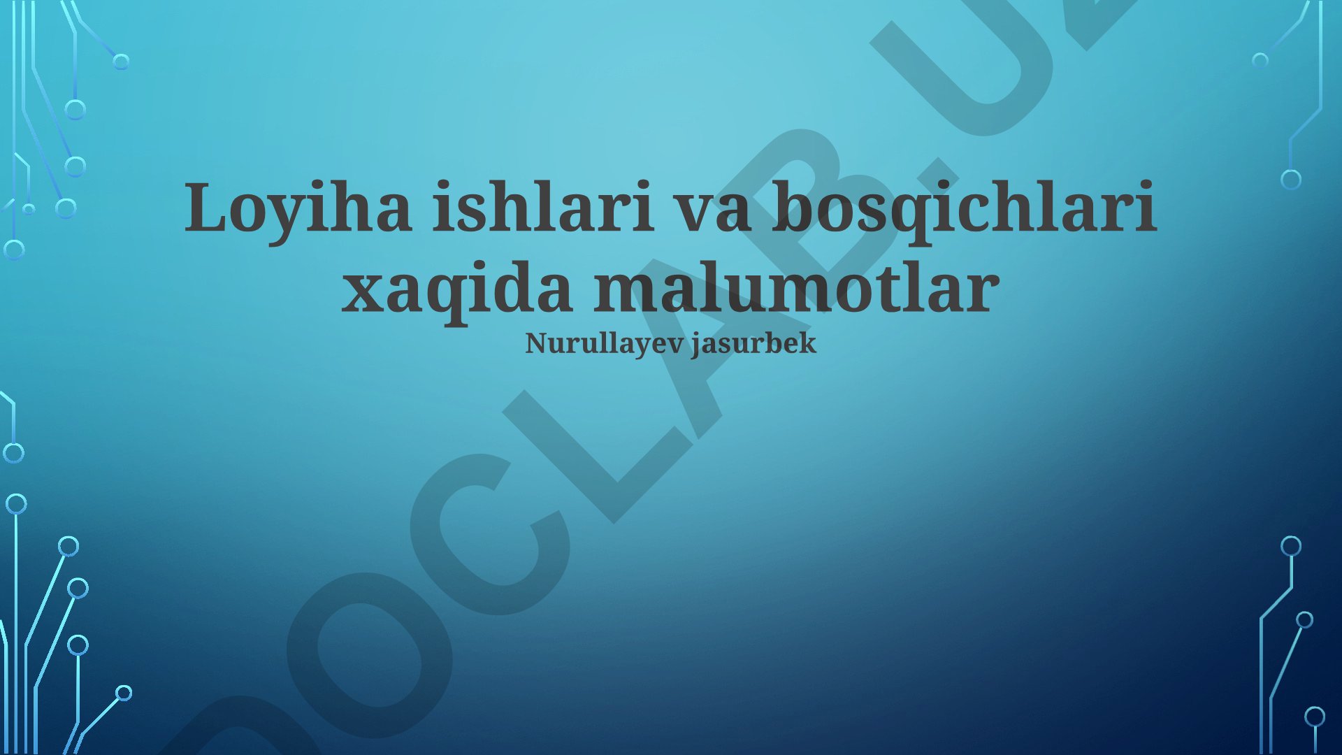 Loyiha ishlari va bosqichlari