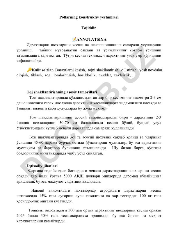 Daraxtlarni shoxlarini kesish va shakllantirishning samarali usullari