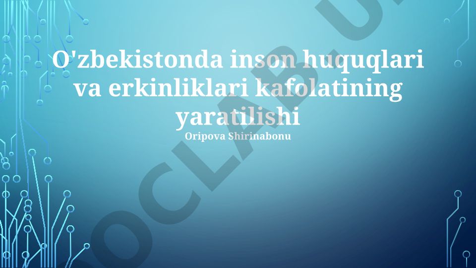 O'zbekistonda inson huquqlari va erkinliklari kafolatining yaratilishi