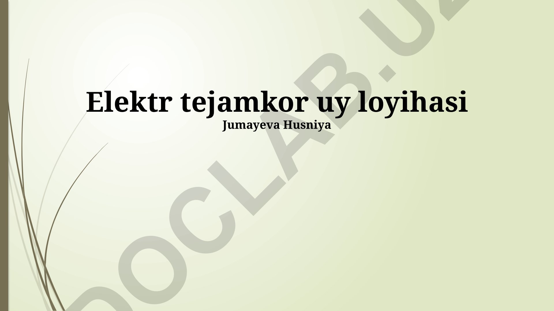 Elektr tejamkor uy loyihasi