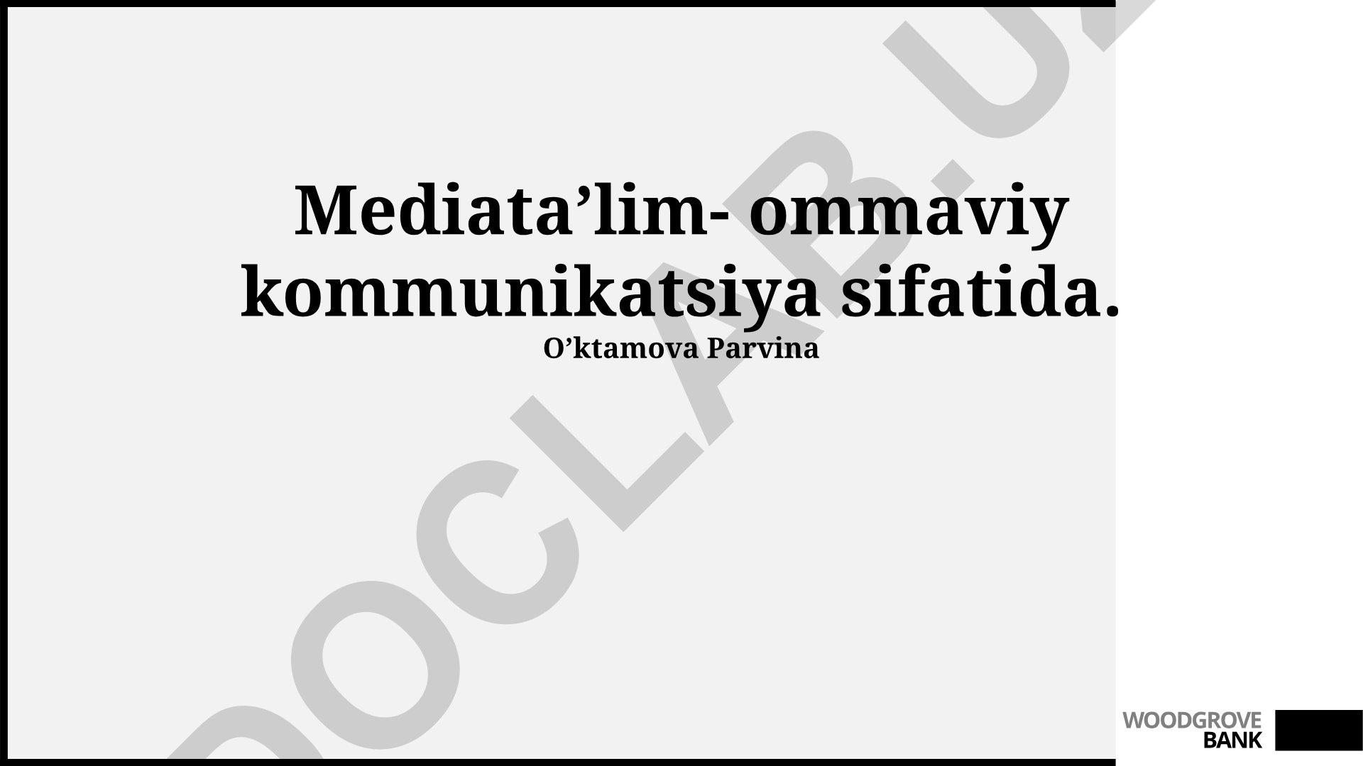 OAV ta'limi: Ommaviy kommunikatsiya sifatida