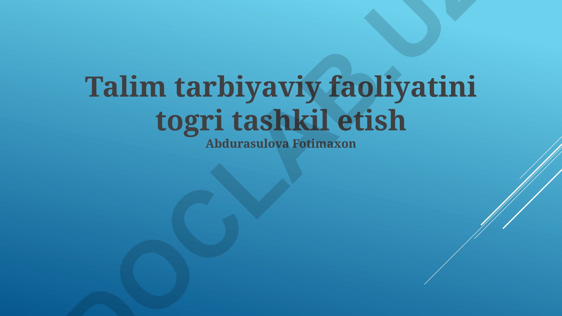 Ta'lim-tarbiyaviy faoliyatni tashkil etishning zamonaviy usullari