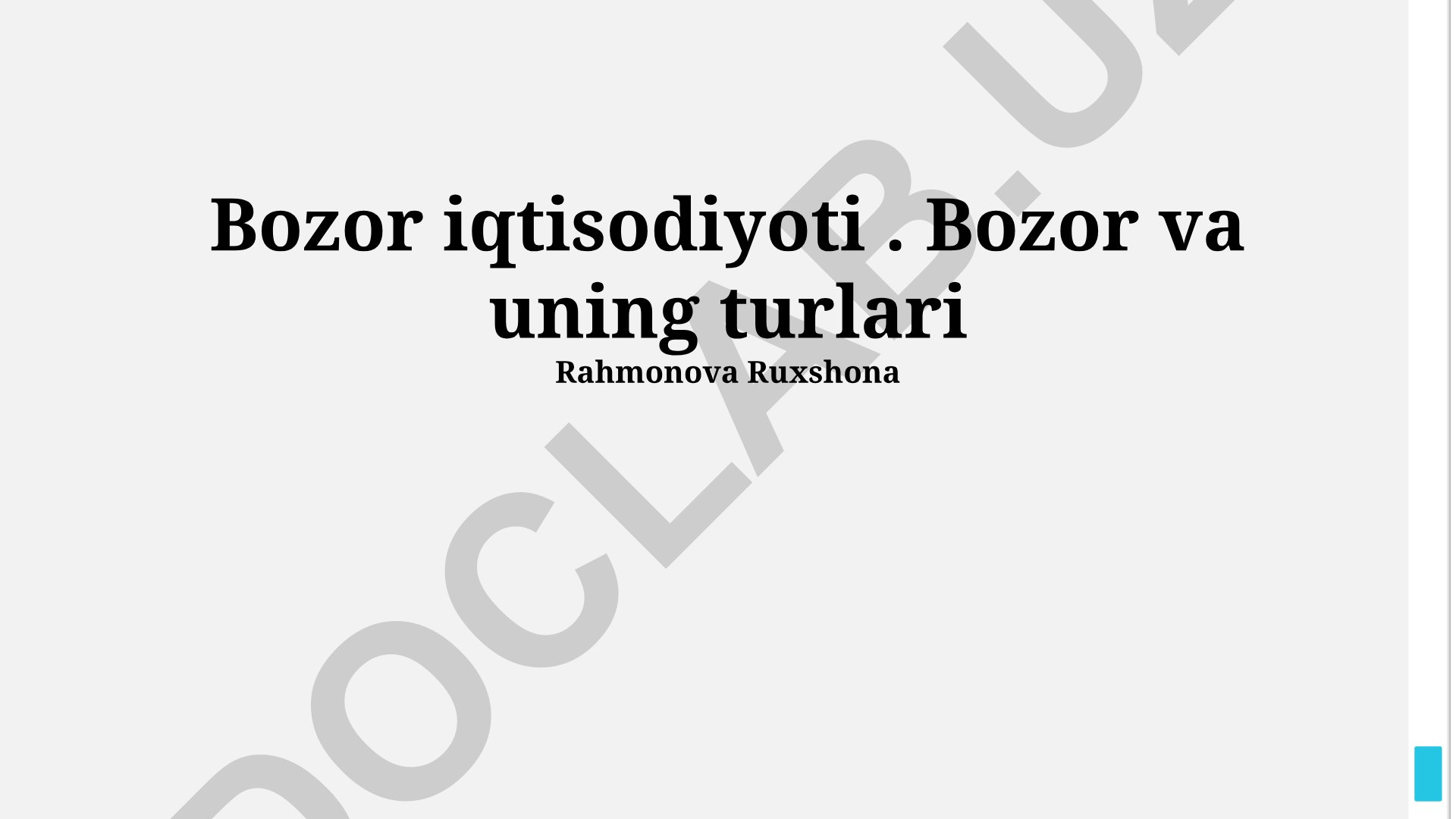 Bozor iqtisodiyoti va uning turlari