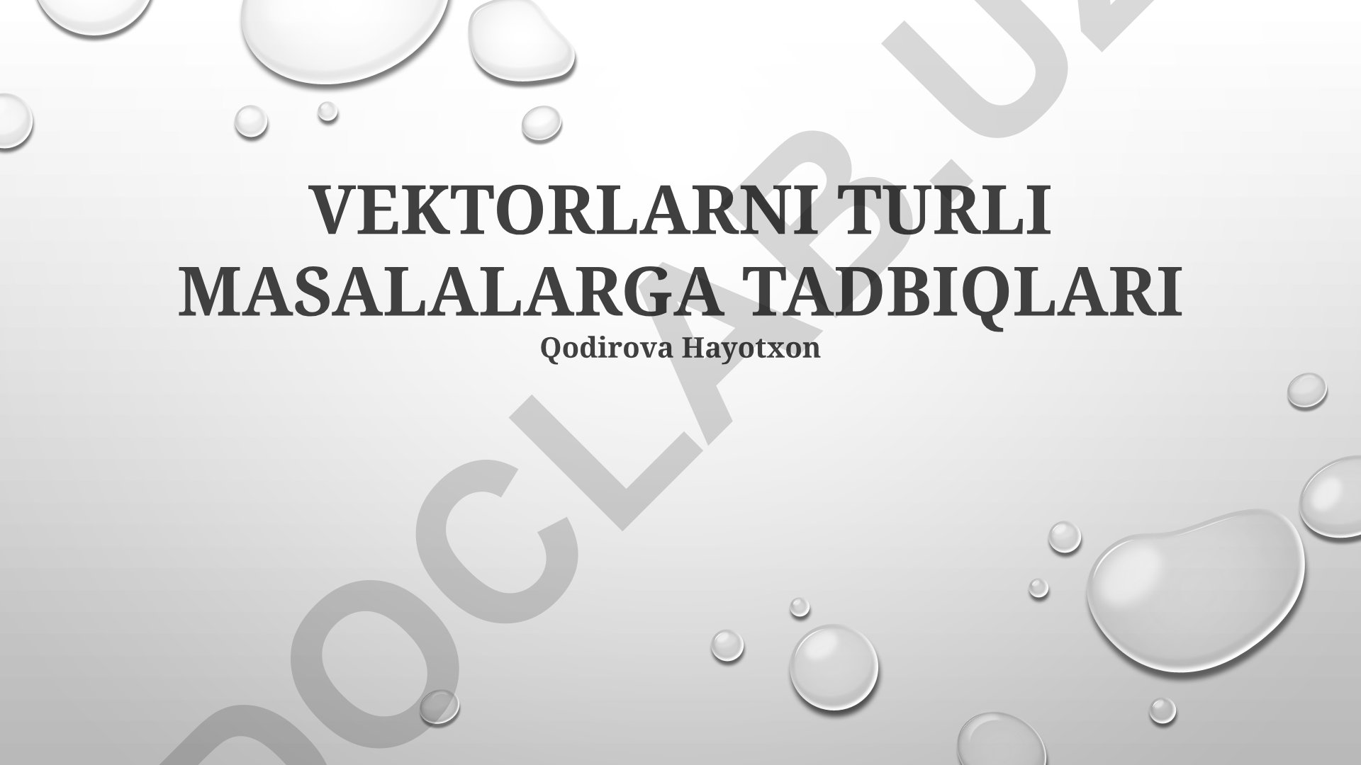 Vektorlarning turli masalalarga tadbiqlari