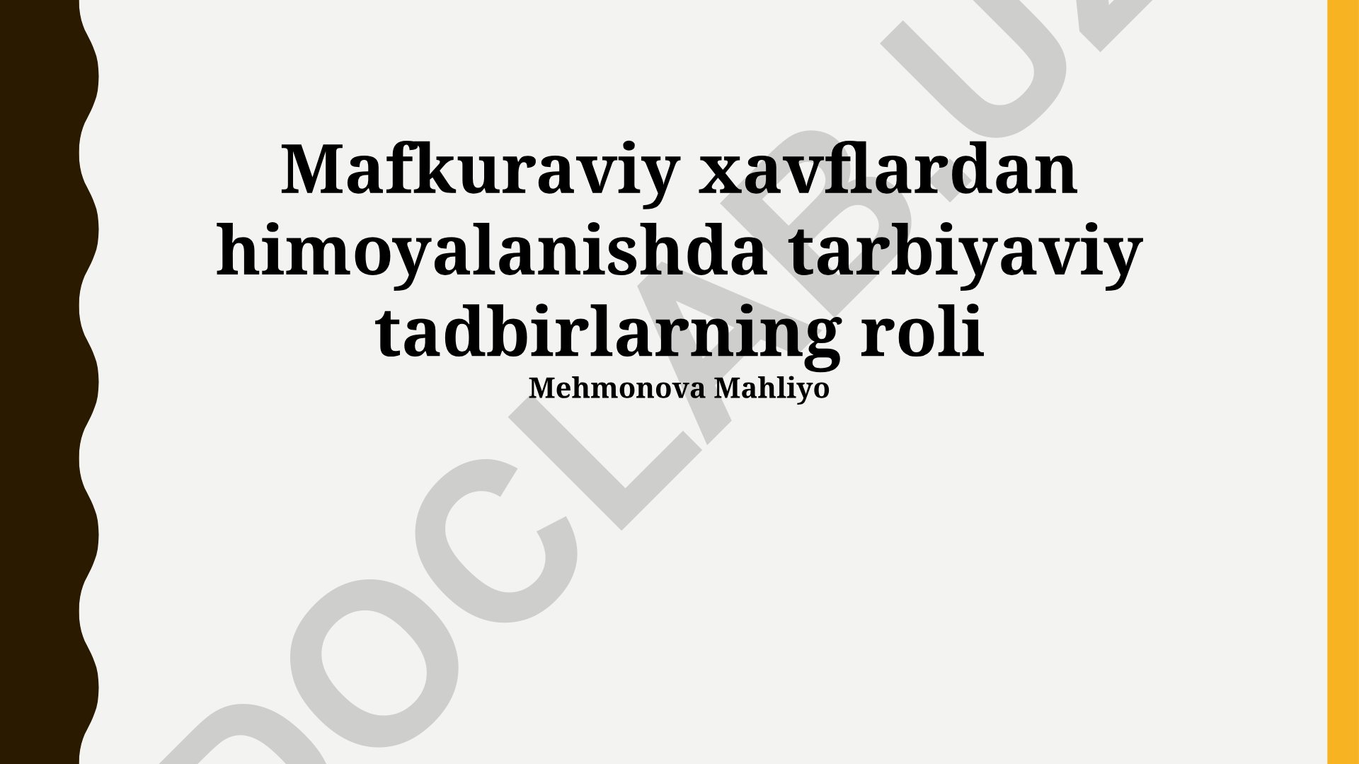 Mafkuraviy xavflardan himoyalanishda tarbiyaviy tadbirlarning roli