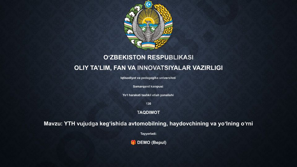 YTH vujudga kelishida avtomobilning, haydovchining va yoʻlning oʻrni