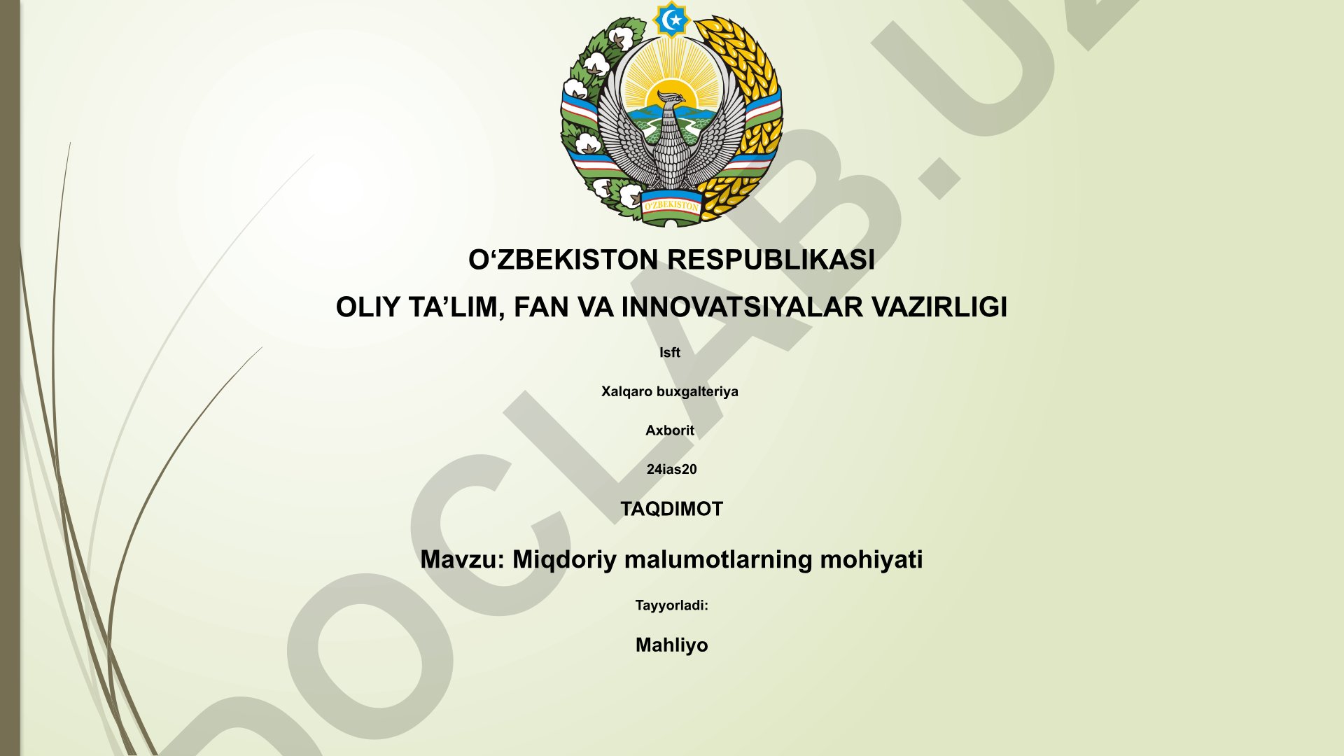 Miqdoriy ma'lumotlarning mohiyati