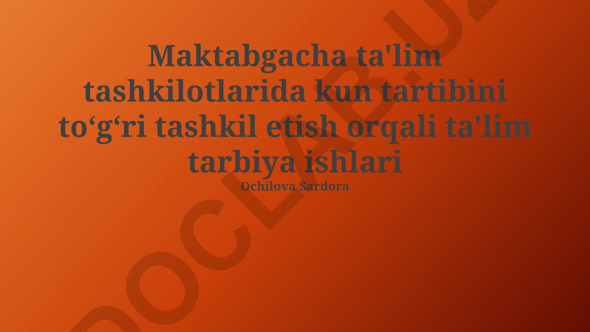 Maktabgacha ta'lim tashkilotlarida kun tartibini to'g'ri tashkil etish