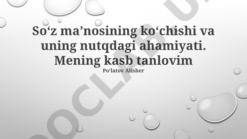 Soʻz ma’nosining koʻchishi va nutqdagi ahamiyati
