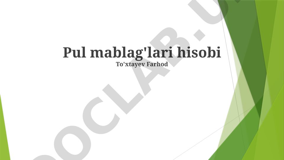 Pul mablag'lari hisobi va pul oqimi to'g'risidagi hisobot