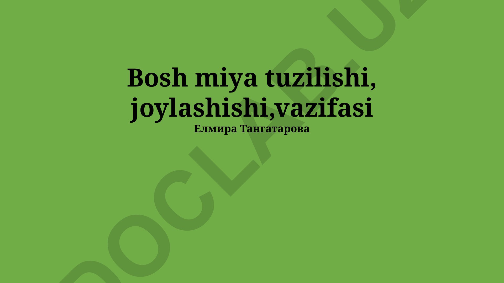 Bosh miya tuzilishi, joylashishi va vazifasi