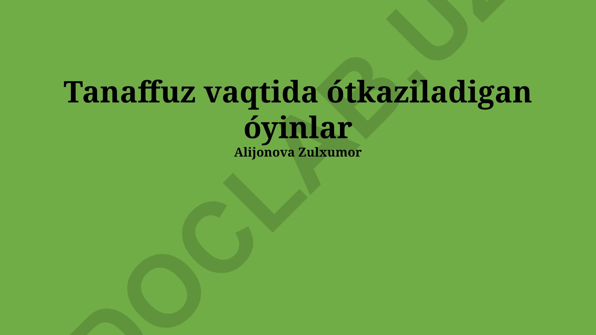 Tanaffus o'yinlari va ularning afzalliklari