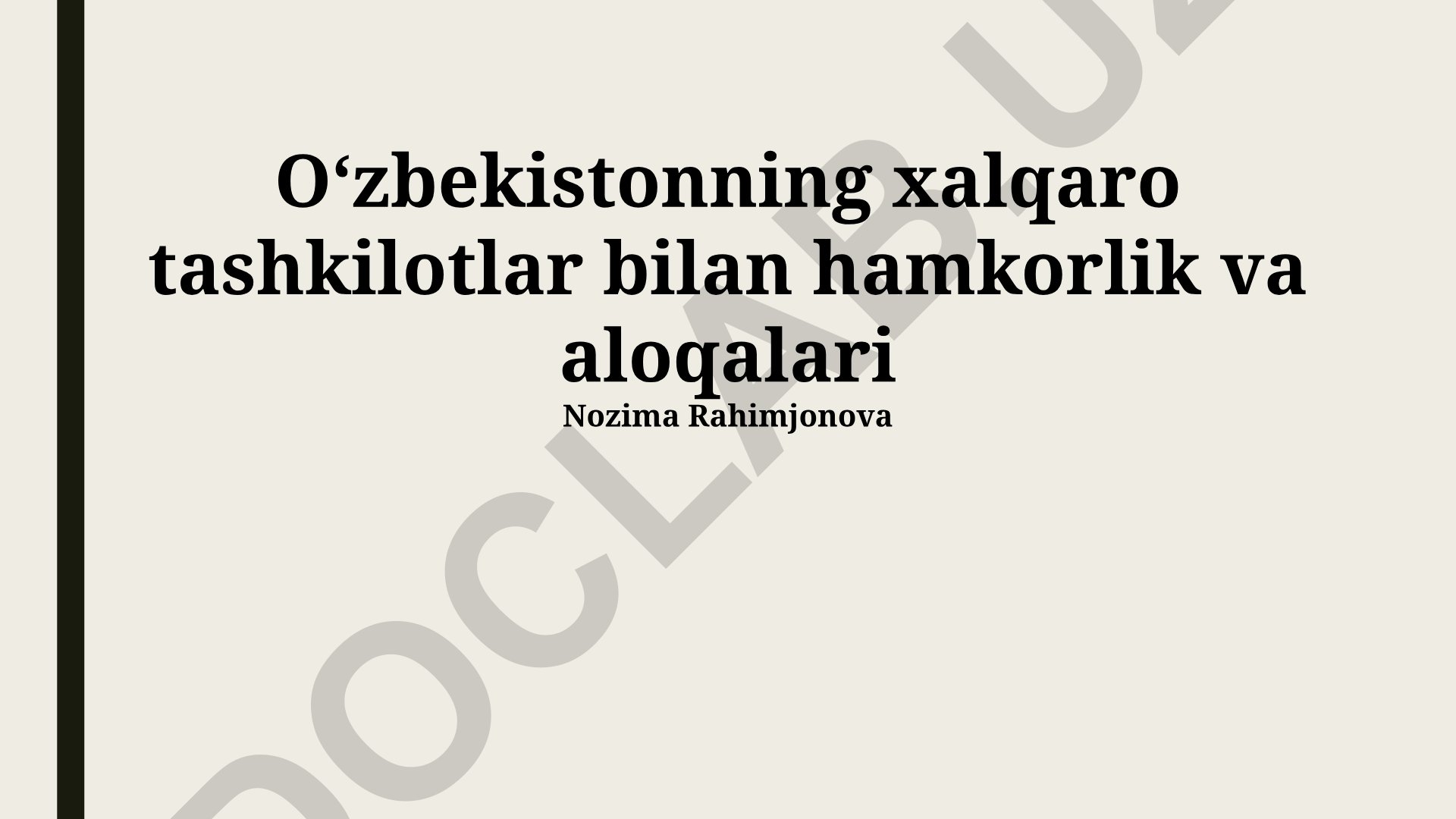 Oʻzbekistonning xalqaro tashkilotlar bilan hamkorlik va aloqalari