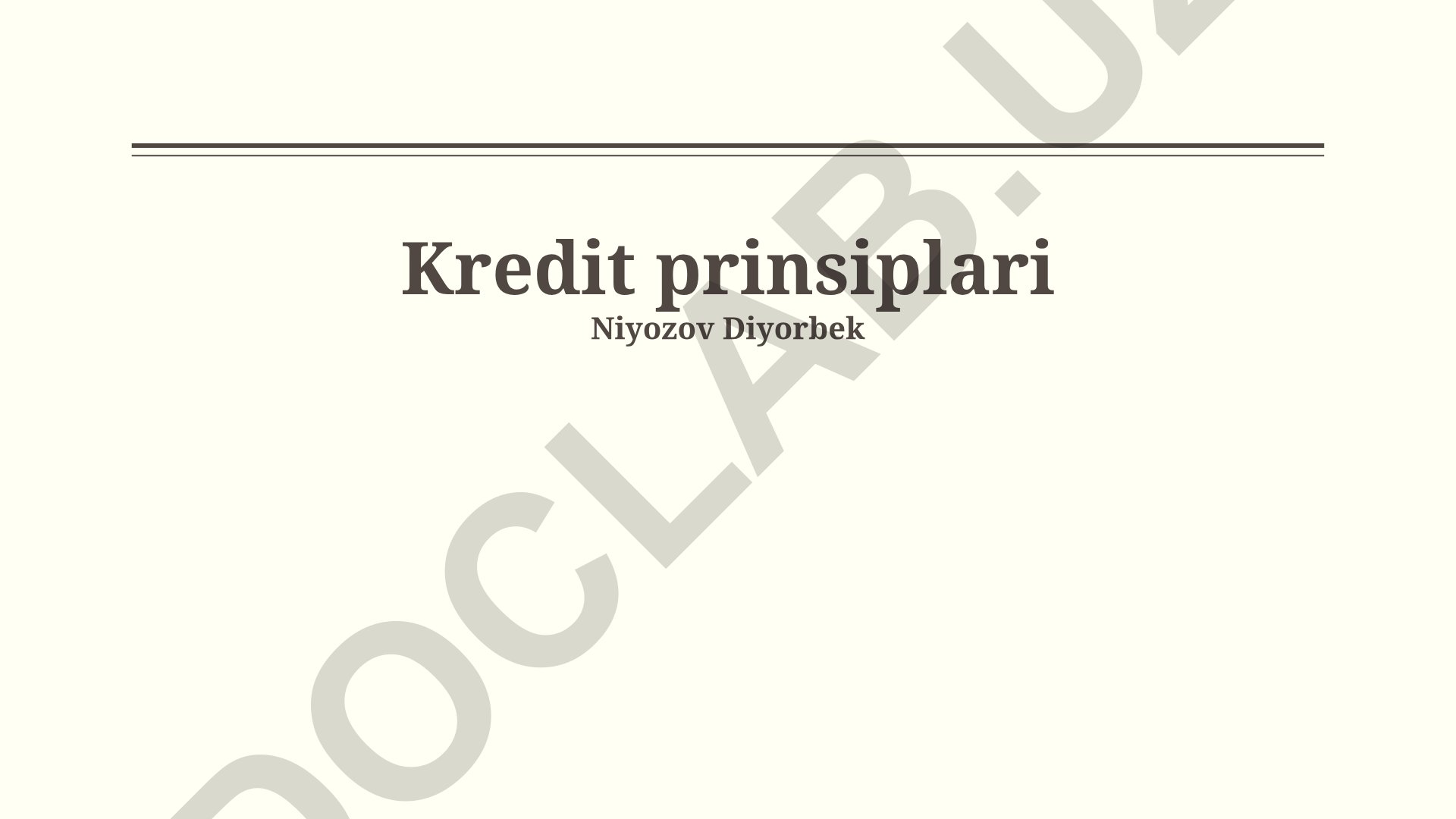 Kredit prinsiplari va foiz stavkalari