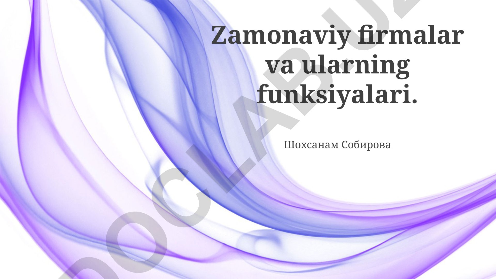 Zamonaviy firmalar va ularning funksiyalari
