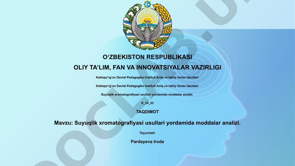Suyuqlik xromatografiyasi usullari yordamida moddalar analizi