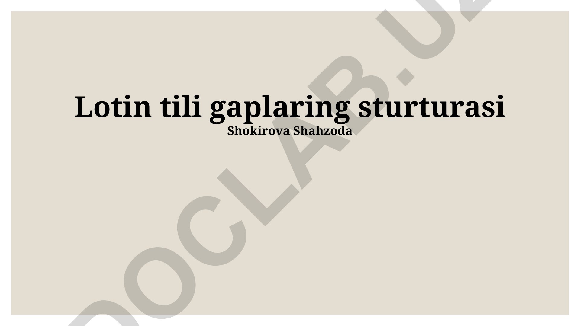 Lotin gaplarining tuzilishi va so'z tartibi