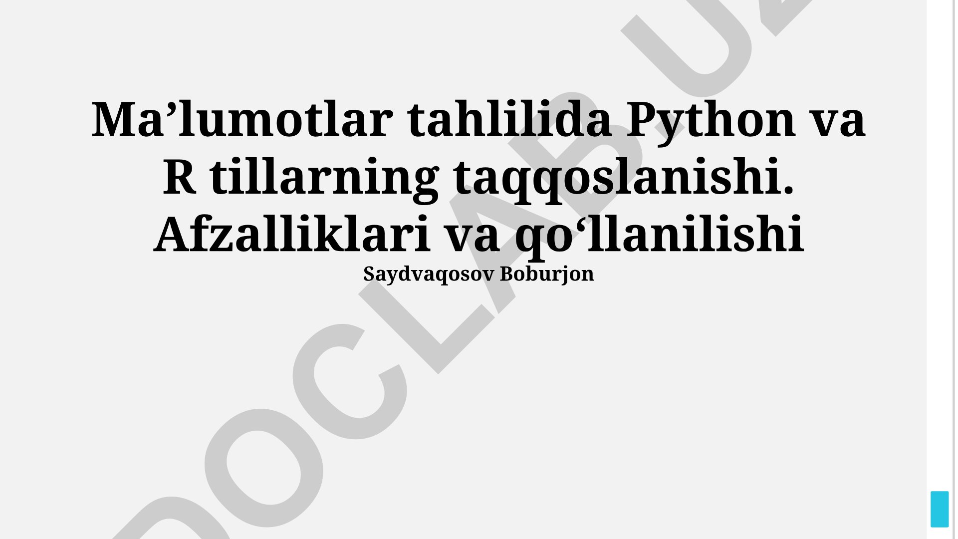 Ma'lumotlar tahlilida Python va R tillarning taqqoslanishi