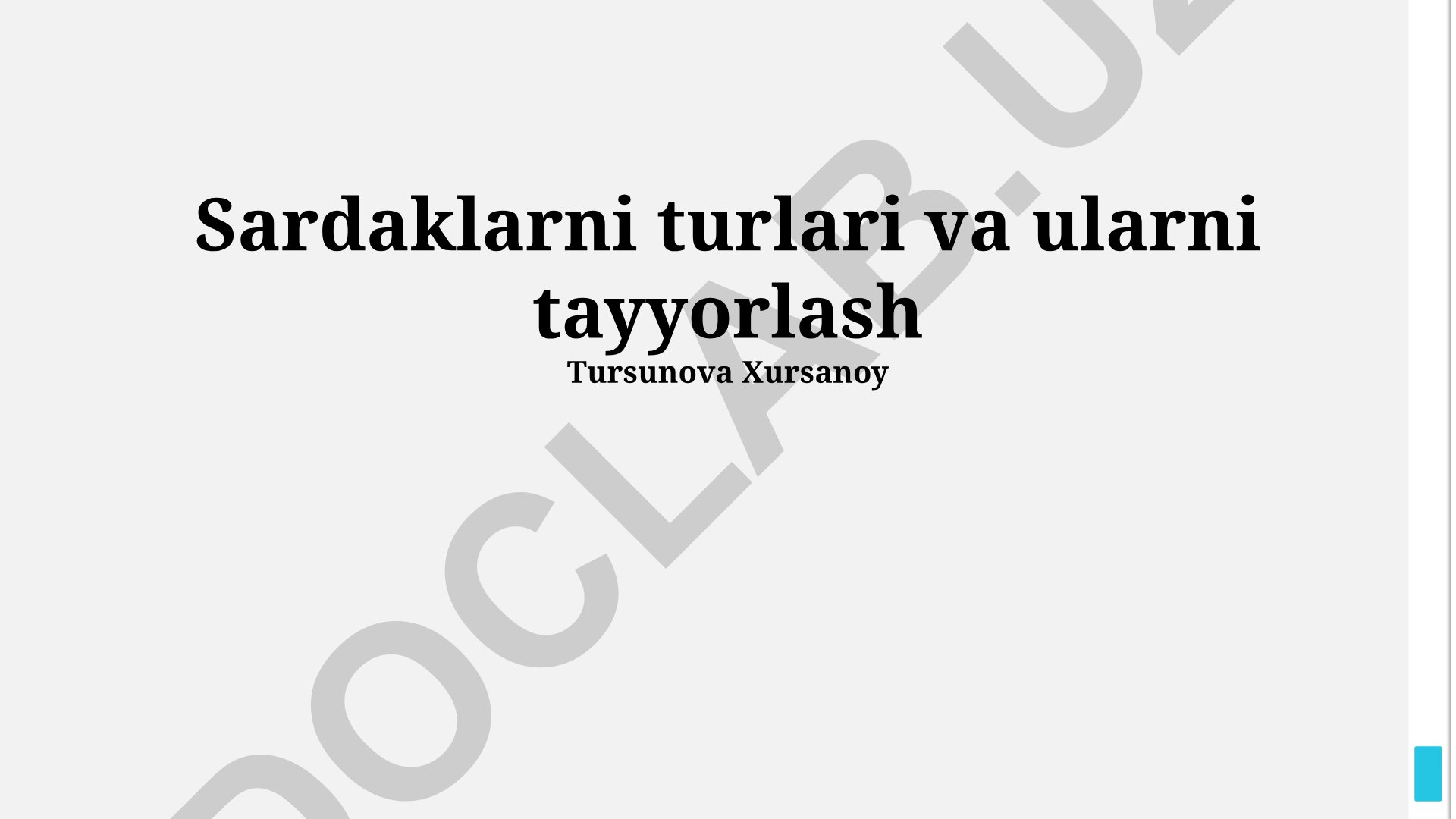 Sardak turlari va ularni tayyorlash usullari