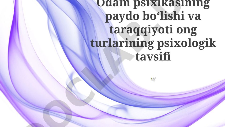 Odam psixikasining paydo boʻlishi va taraqqiyoti ong turlarining psixologik tavsifi