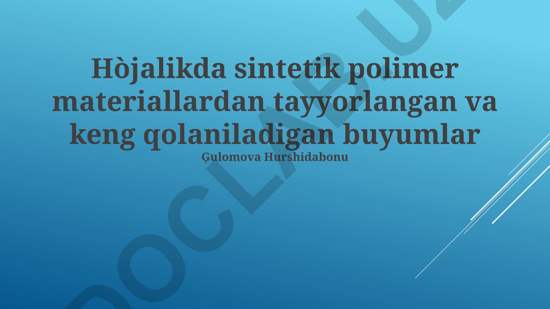 Sintetik polimer materiallarning atrof-muhitga ta'siri va qo'llanilishi