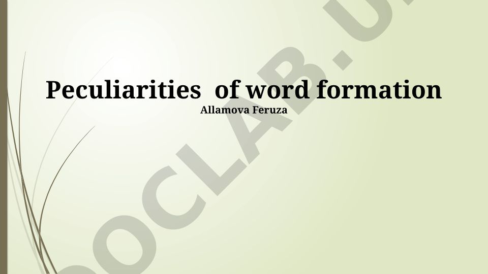 Peculiarities of word formation