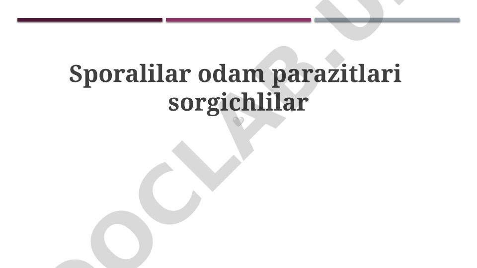 Sporozoanlar, qamchili va so'ruvchi parazitlar