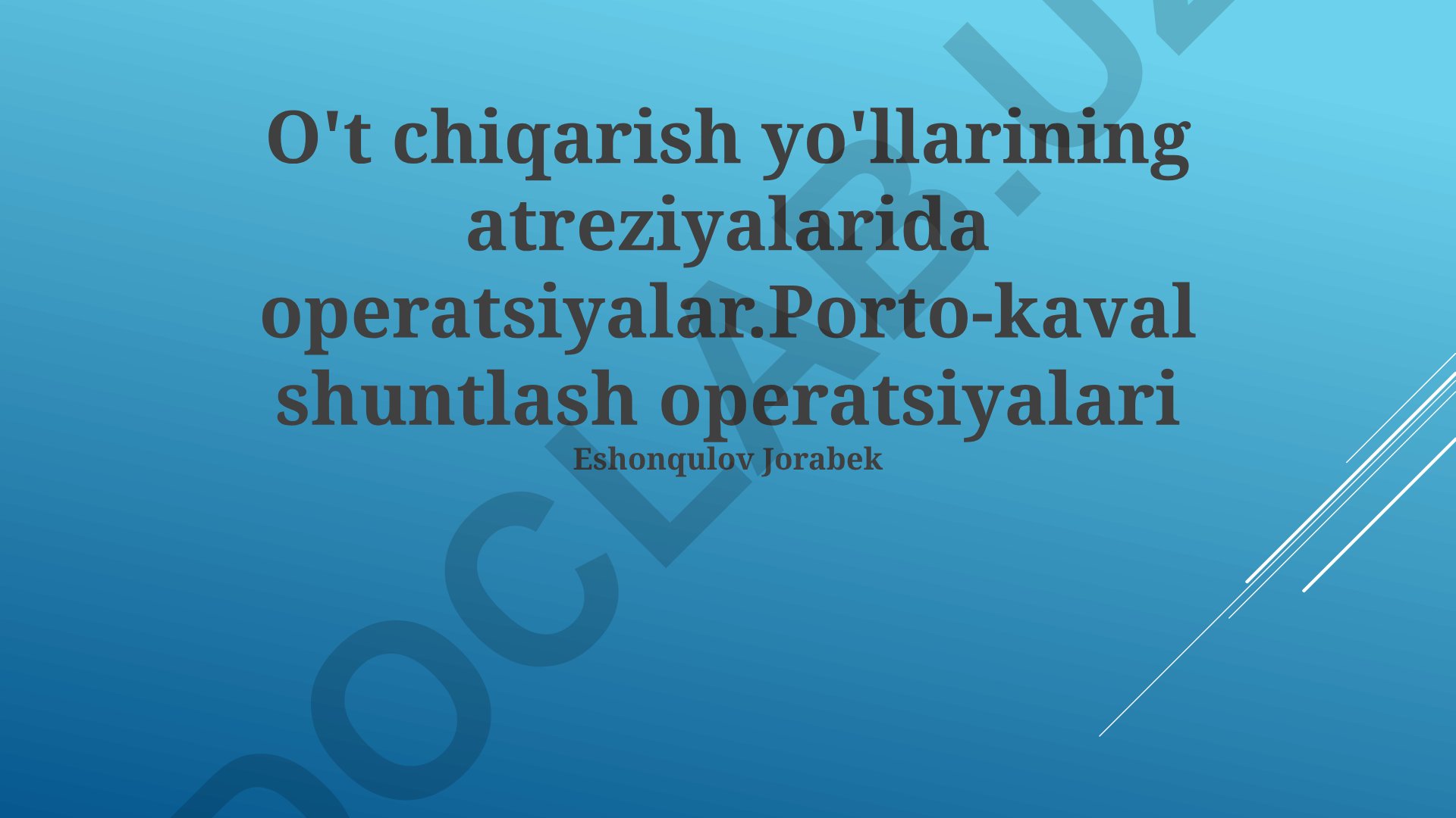 O't chiqarish yo'llarining atreziyalarida operatsiyalar va porto-kaval shuntlash