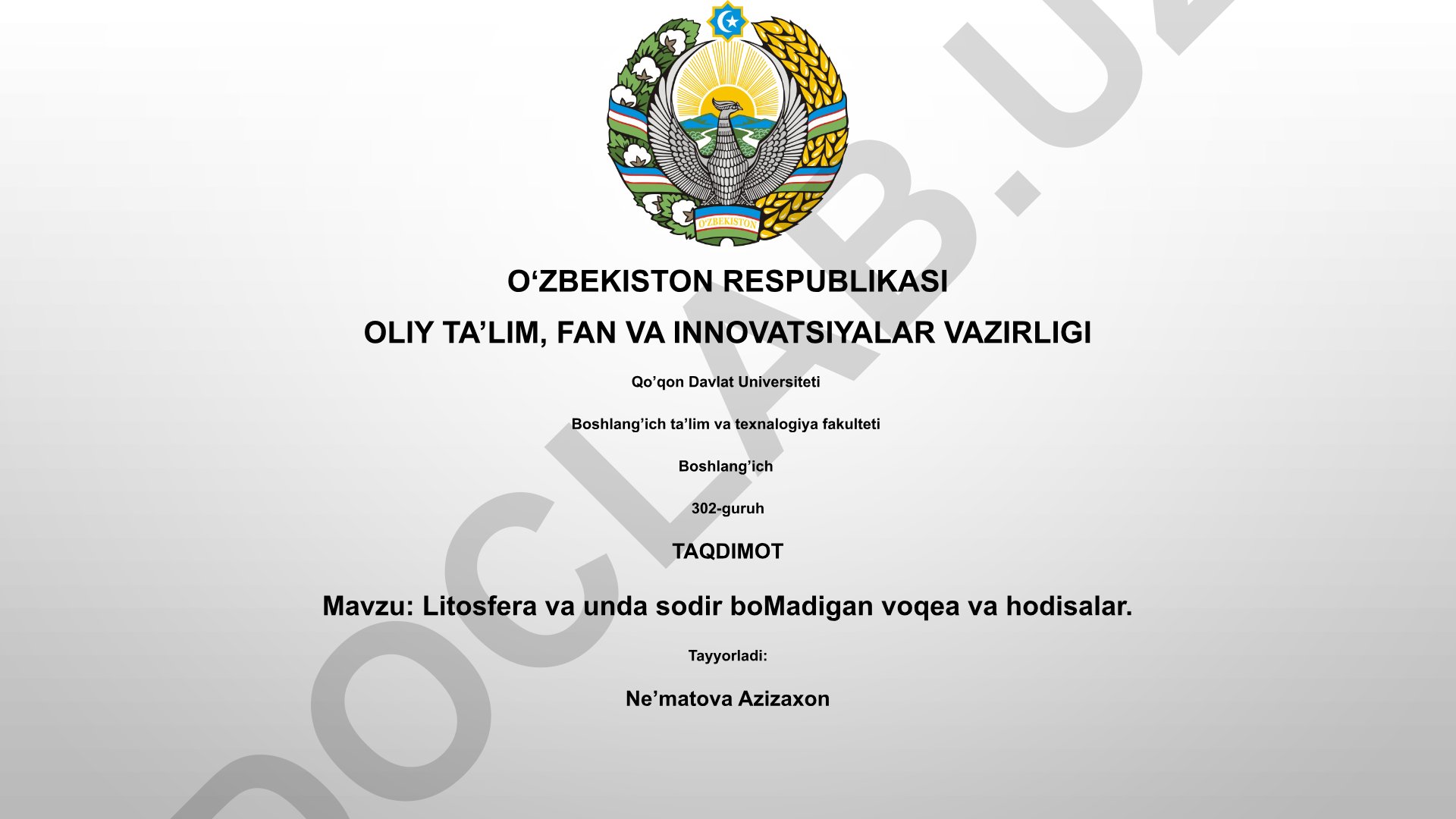 Litosfera va unda sodir bo'ladigan voqea va hodisalar