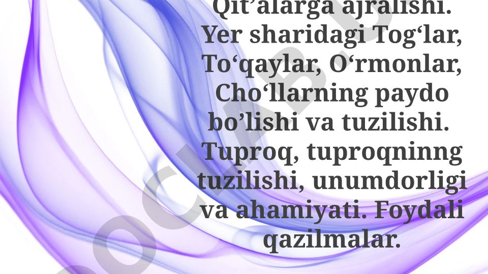 Yerning litosfera qobig'i tuzilishi va Yer shakllari