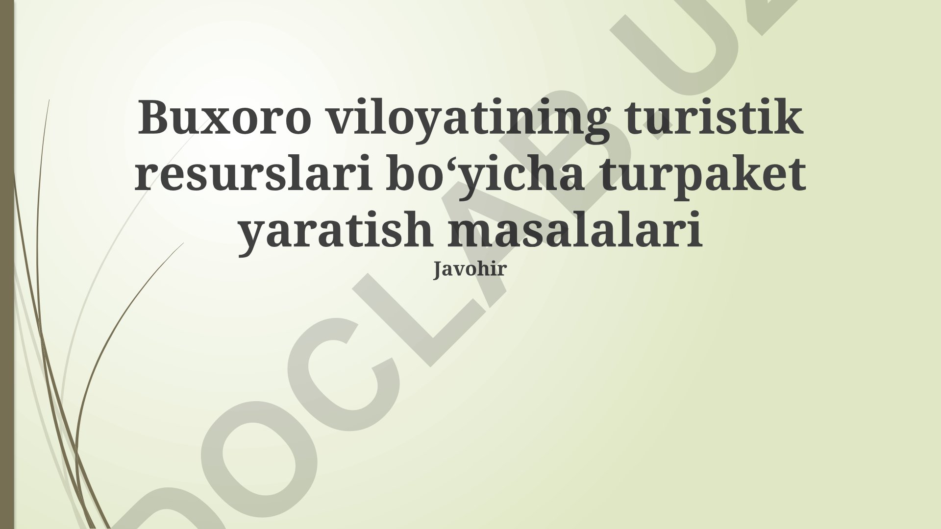 Buxoro viloyatining turistik resurslari boʻyicha turpaket yaratish masalalari