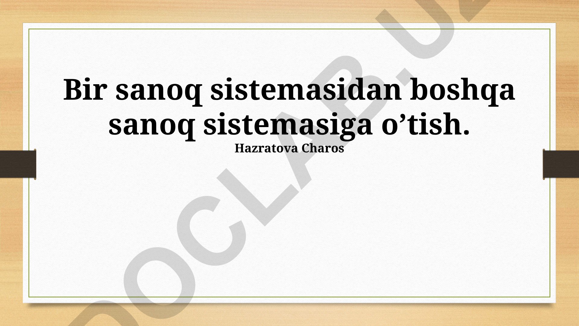 Sanoq sistemalari o'rtasida o'tish