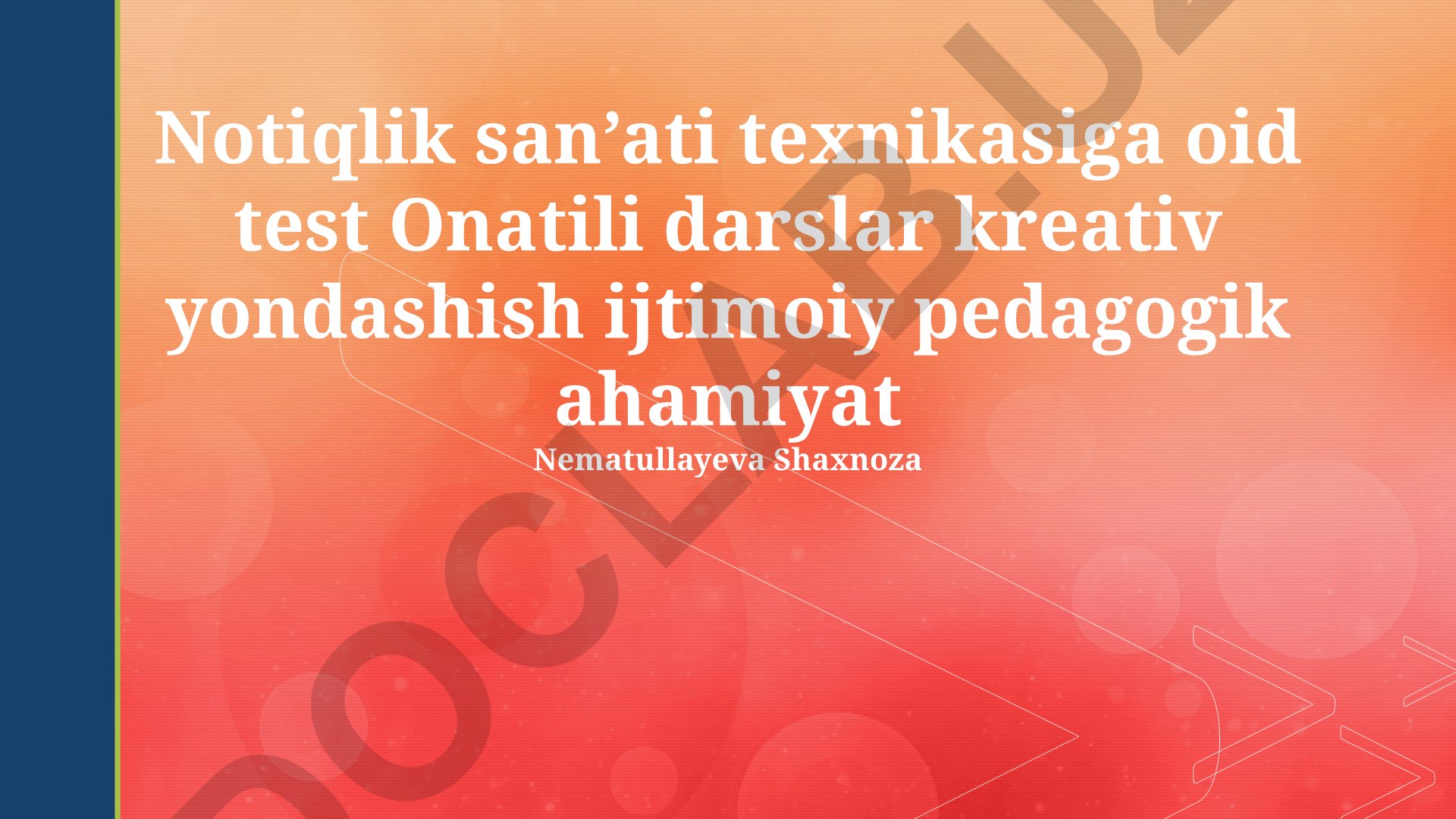 Notiqlik san'ati texnikasiga oid test