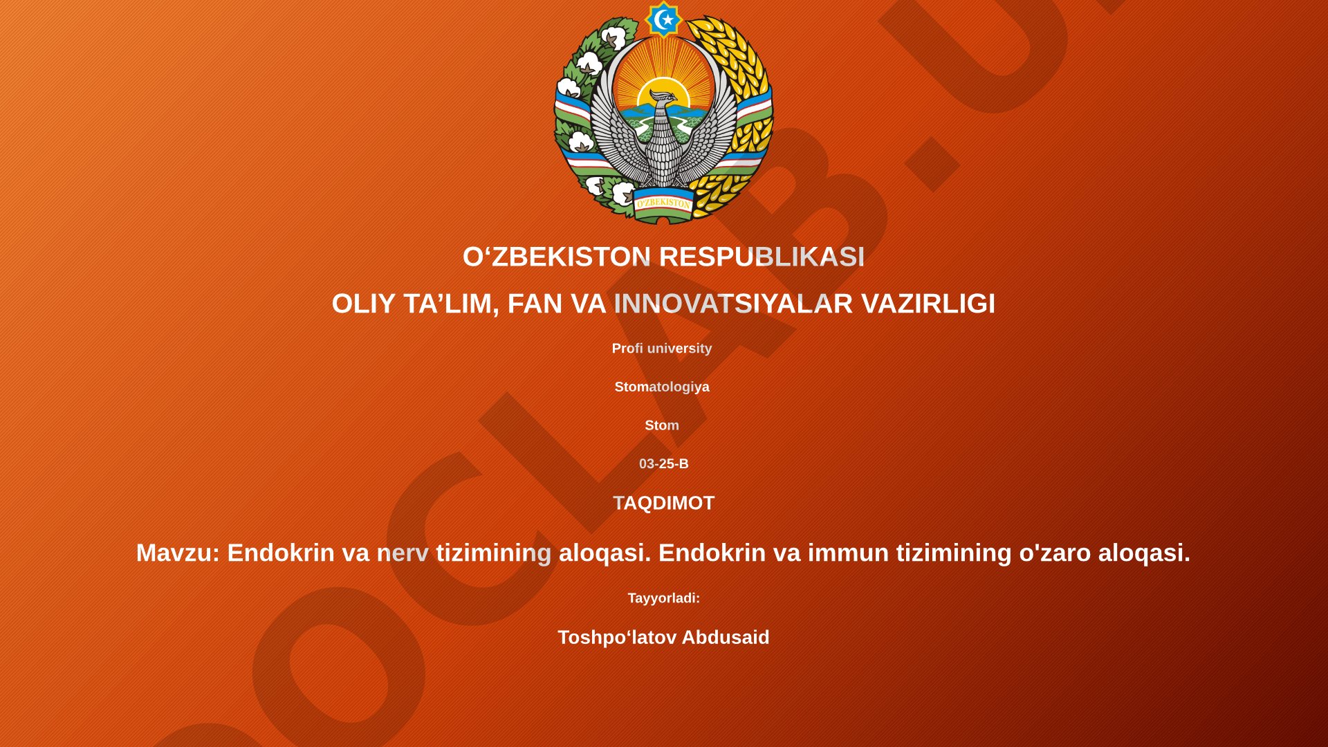Endokrin va nerv tizimining aloqasi