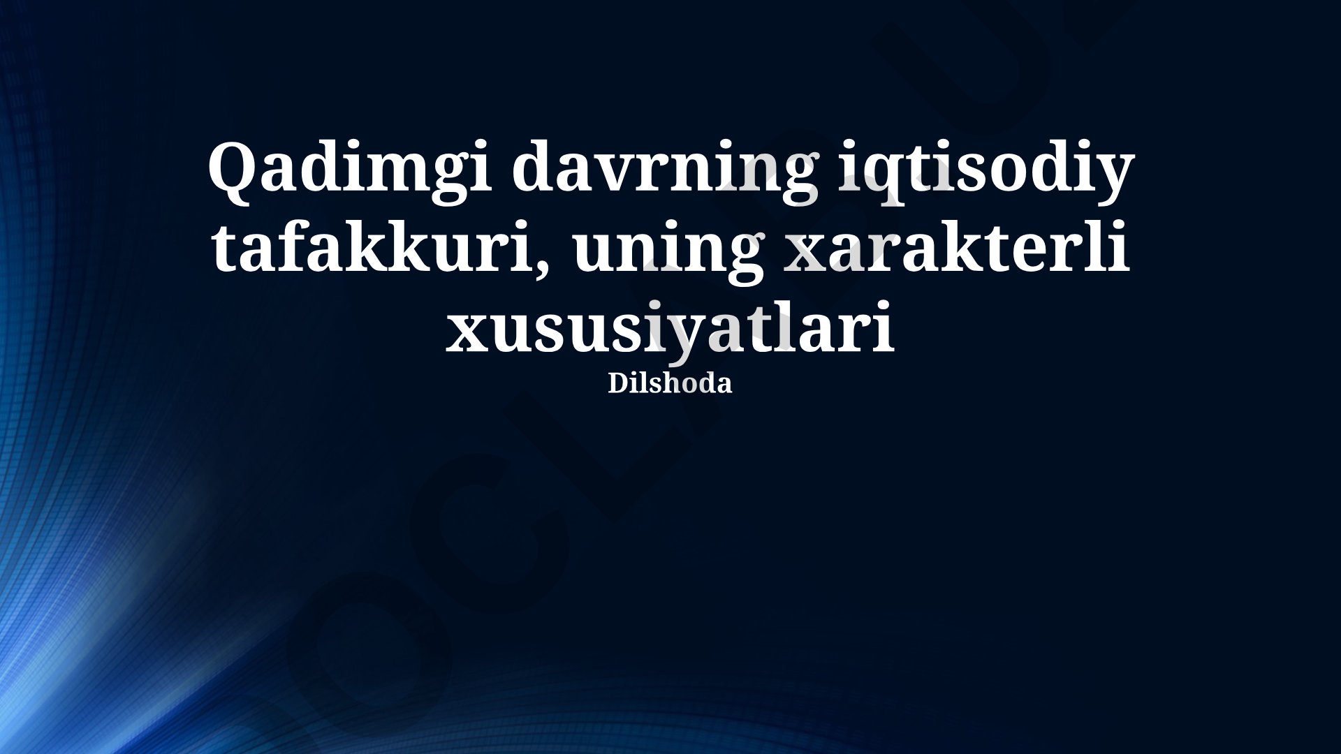 Qadimgi davr iqtisodiy tafakkuri va Yunoniston iqtisodiyoti