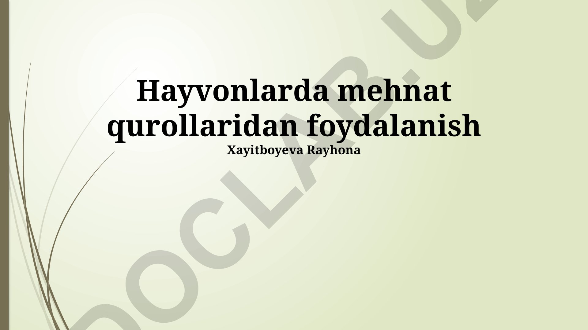 Hayvonlarda mehnat qurollaridan foydalanish