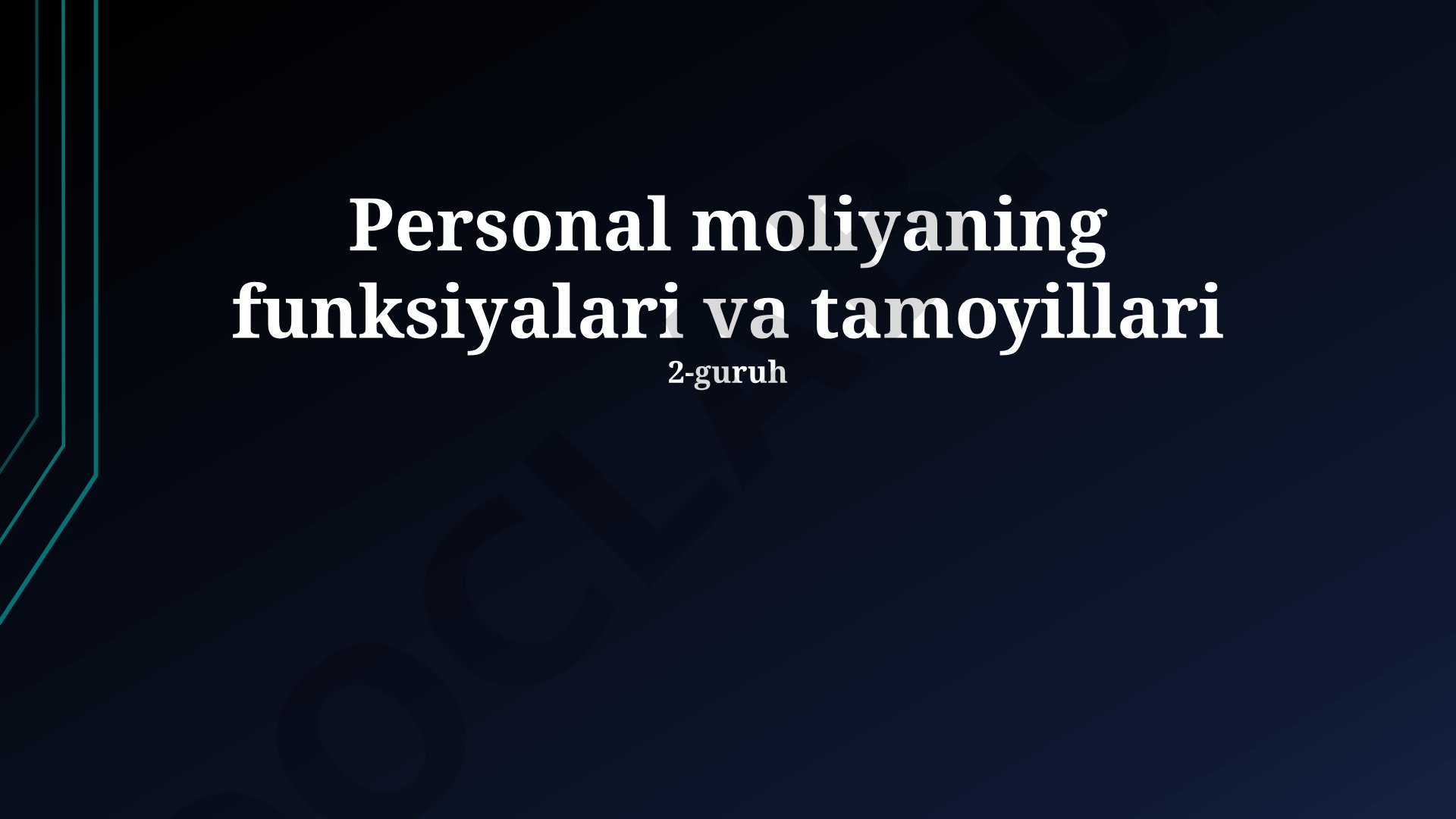 Shaxsiy moliyaning funksiyalari va tamoyillari