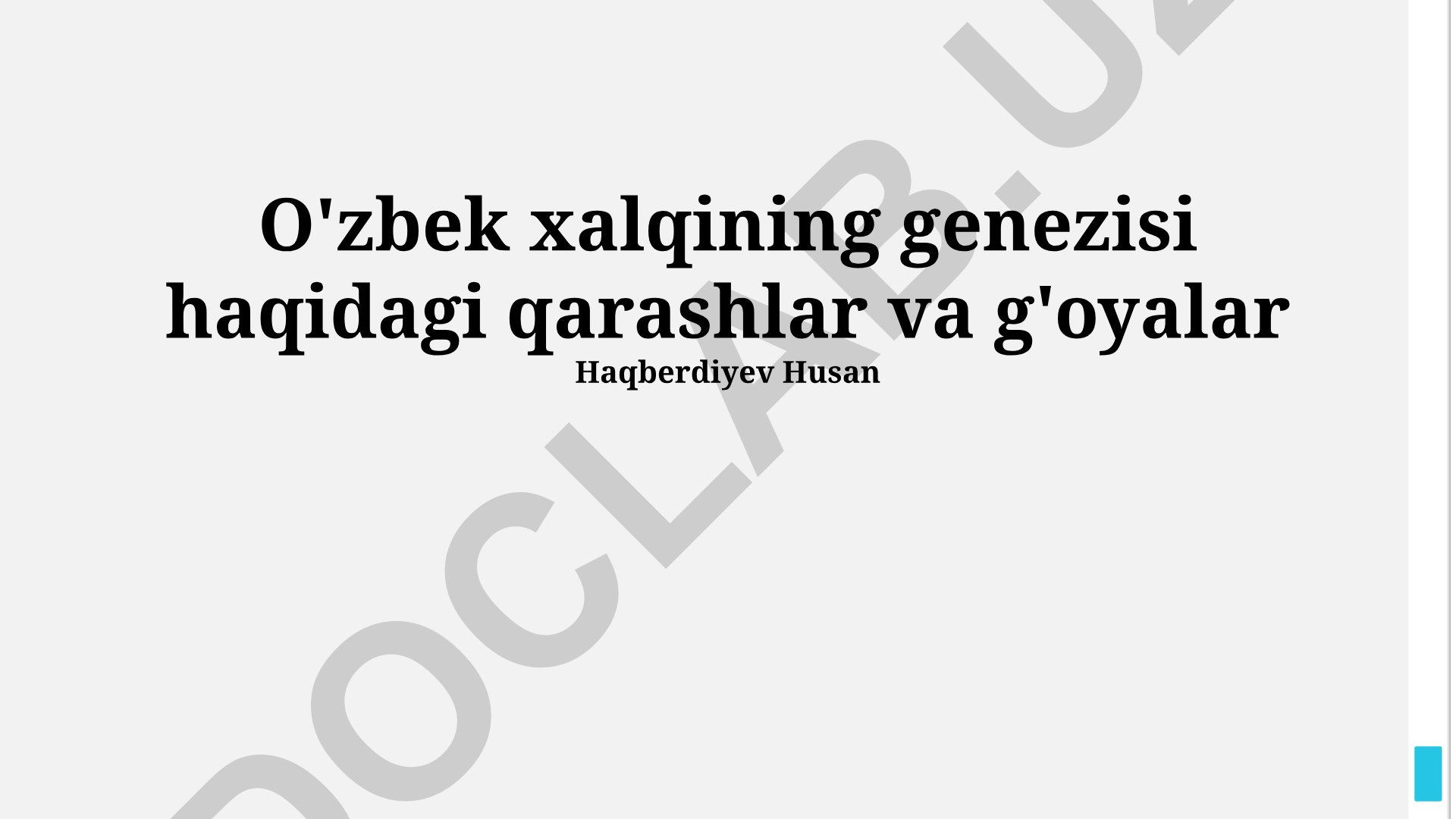 O'zbek xalqining genezisi haqidagi qarashlar va g'oyalar
