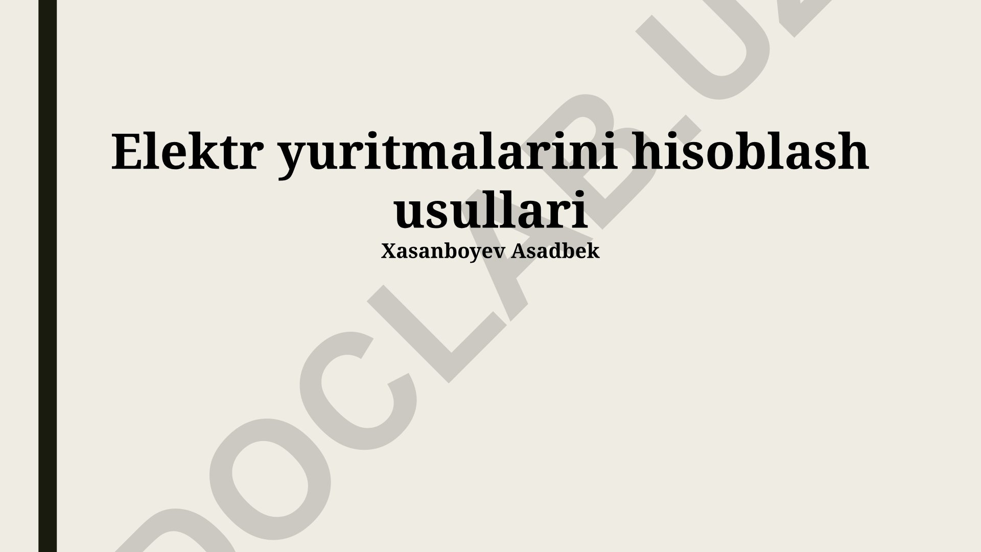 Elektr yuritmalarini hisoblash usullari