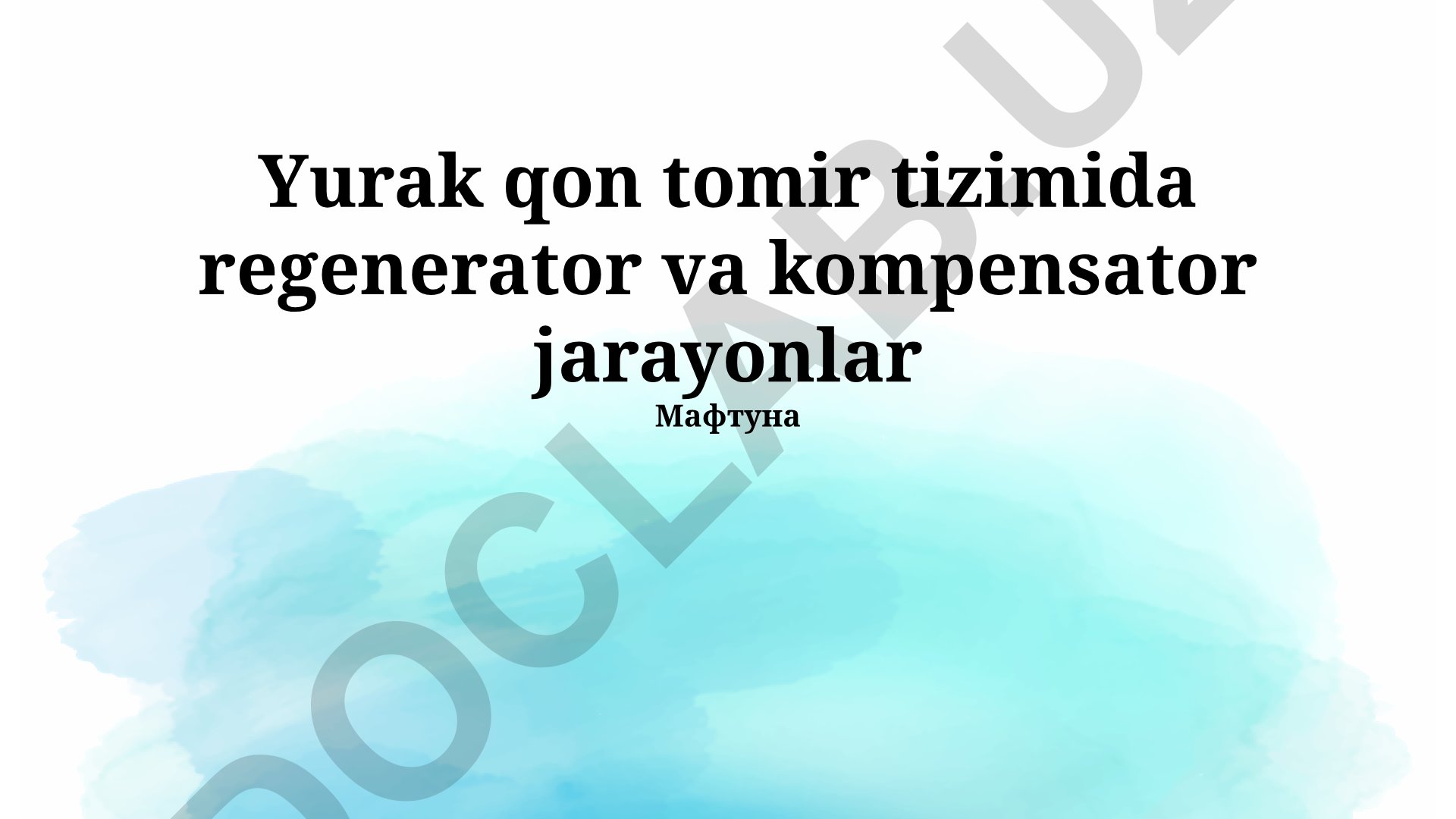 Yurak-qon tomir tizimidagi regenerator va kompensator jarayonlar