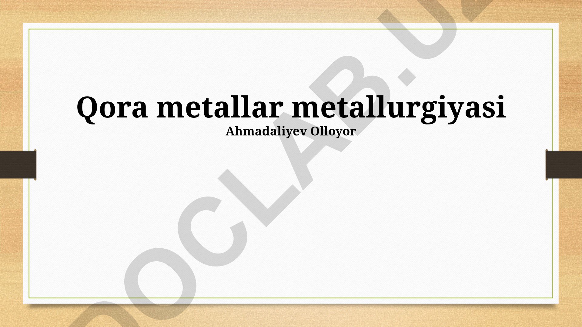 Qora metallar metallurgiyasi