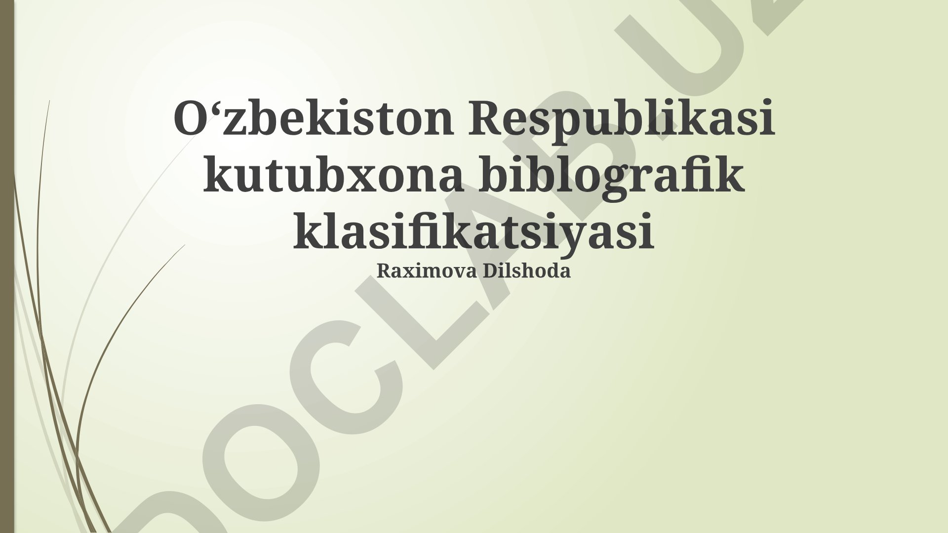 Oʻzbekiston Respublikasi kutubxona bibliografik klassifikatsiyasi